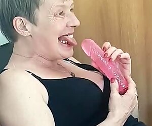 Deutch Granny Suck a Dildo Empty Mouth