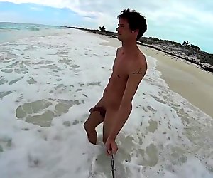 Rock hard cock on beach in Cuba 