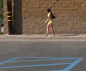 Mind taking booty brunette sex bomb gets picked up in the street